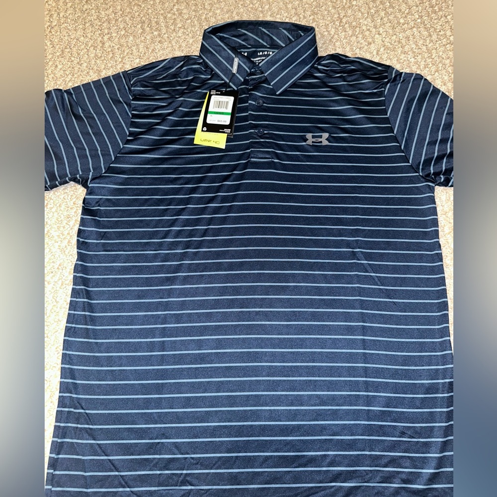 Under Armour horizontally striped golf polo